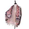 New arrival cotton voile scarf muslim women arab hijab scarf with tassel tribal print scarf